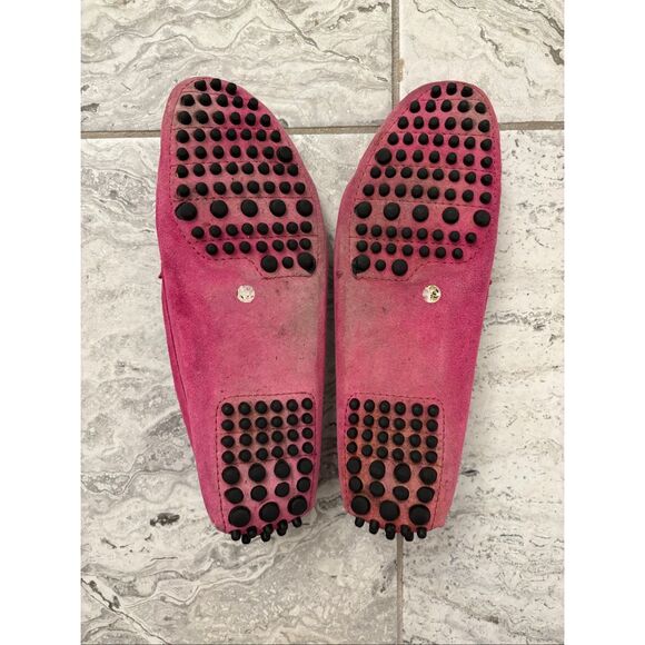 Manolo Blahnik Hot Pink & Blue Suede Driving Loafers, $995 Sz 38 - Picture 5 of 5